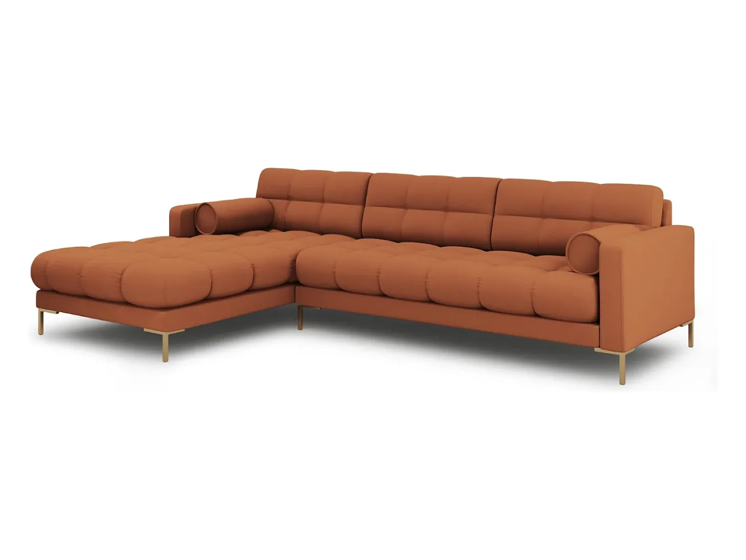 Cosmopolitan Design - Sofá de canto esquerdo "Bali" 5 lugares em tecido estrutural tijolo - 293x185x75cm