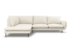 Cosmopolitan Design - Sofá de canto esquerdo "Vienna" 6 lugares em tecido bouclé bege - 275x185x95cm