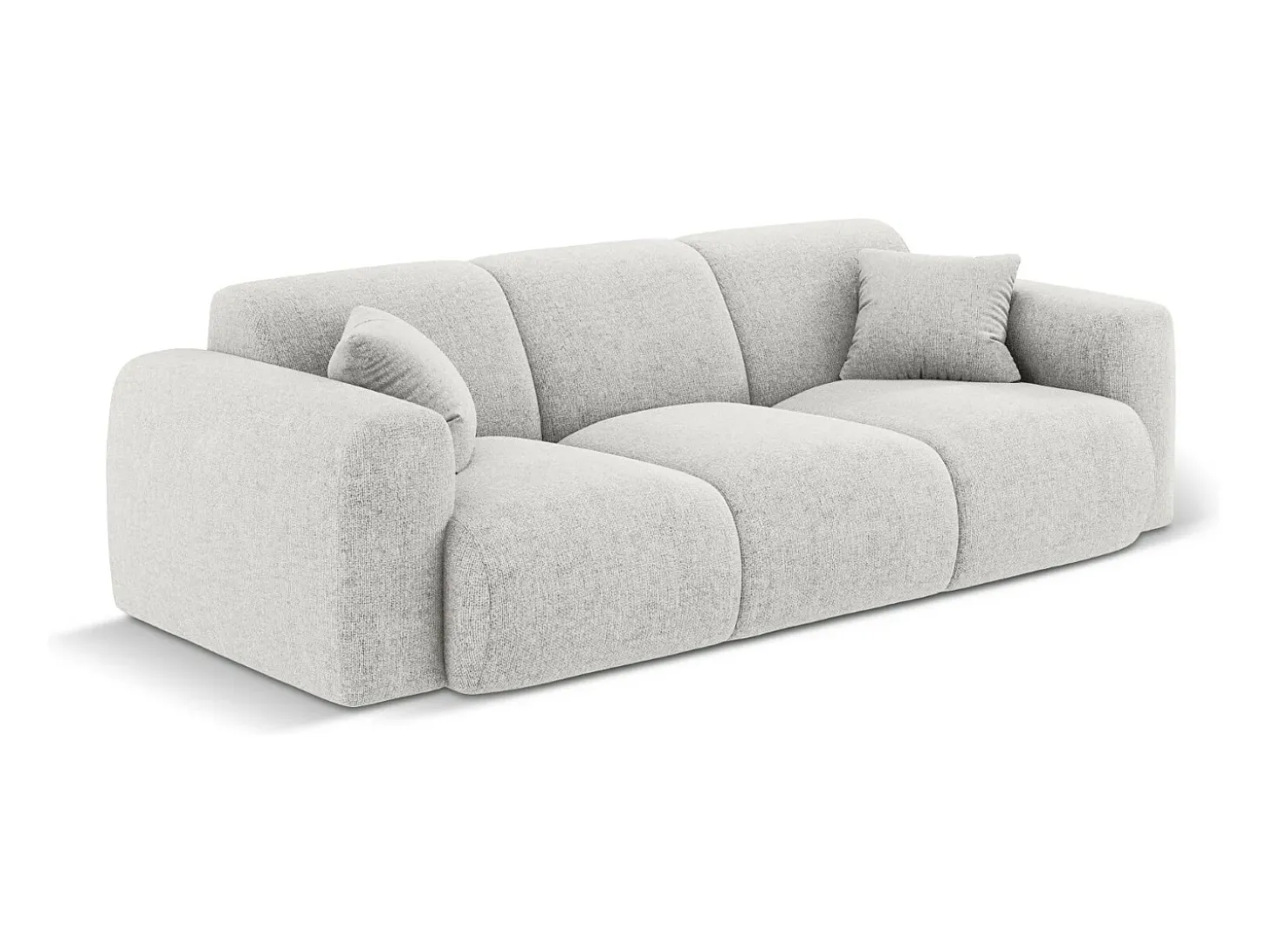 Cosmopolitan Design - Sofá "Nolio" 3 lugares em tecido chenille cinza claro - 235x95x72cm