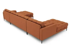 Cosmopolitan Design - Sofá panorâmico "Bali" 7 lugares em tecido estrutural tijolo - 383x185x75cm