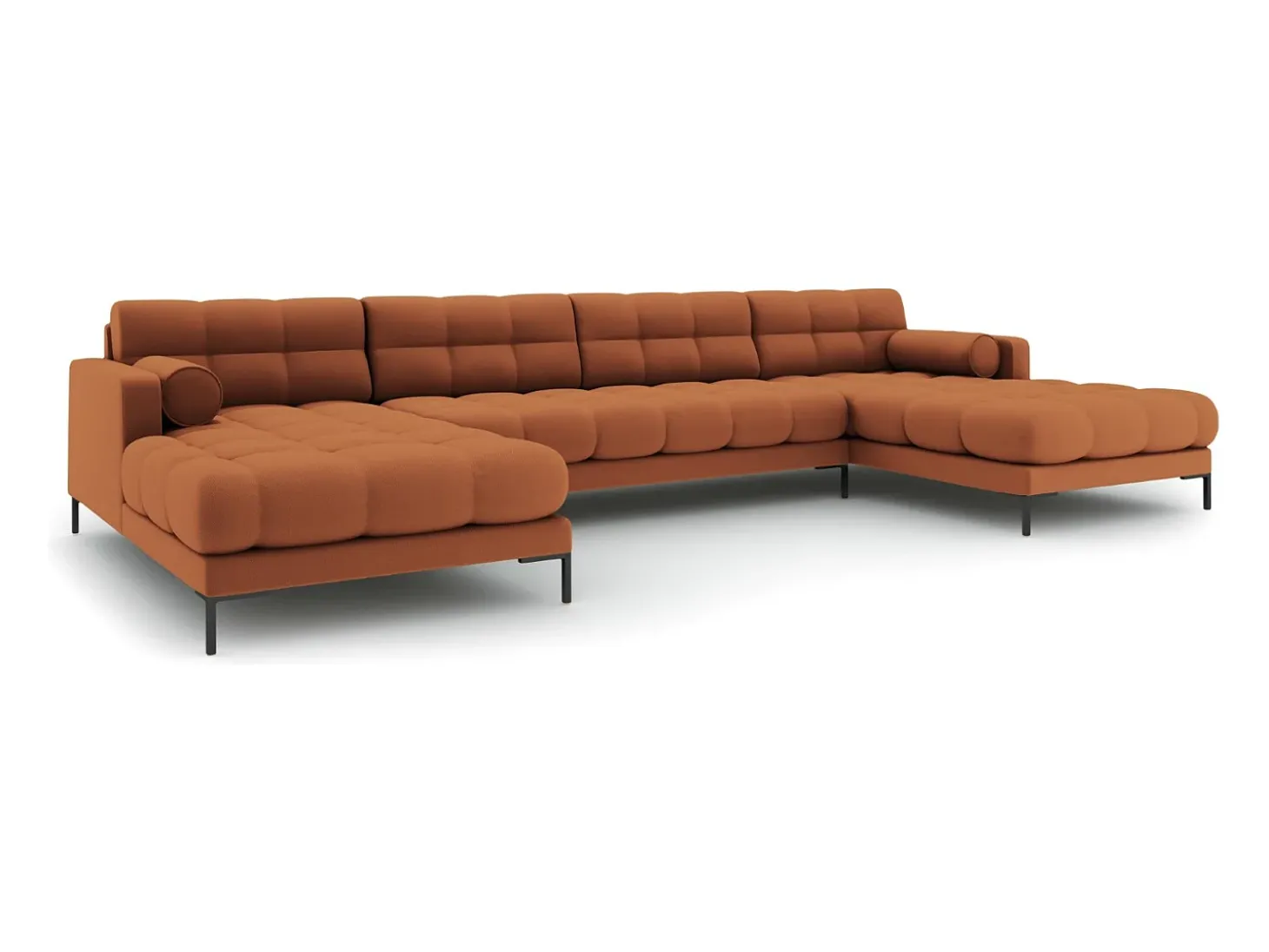 Cosmopolitan Design - Sofá panorâmico "Bali" 7 lugares em tecido estrutural tijolo - 383x185x75cm