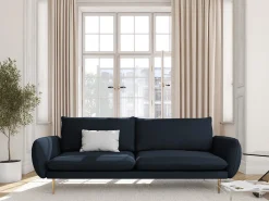 Cosmopolitan Design - Sofá "Vienna" 3 lugares em veludo azul escuro - 200x92x95cm
