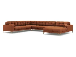 Cosmopolitan Design - Sofá de canto panorâmico à esquerda "Bali" 7 lugares em tecido estrutural tijolo - 327x256x75cm