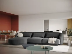 Cosmopolitan Design - Sofá de canto esquerdo "Tulum" 4 lugares em veludo cinza - 255x156x70cm