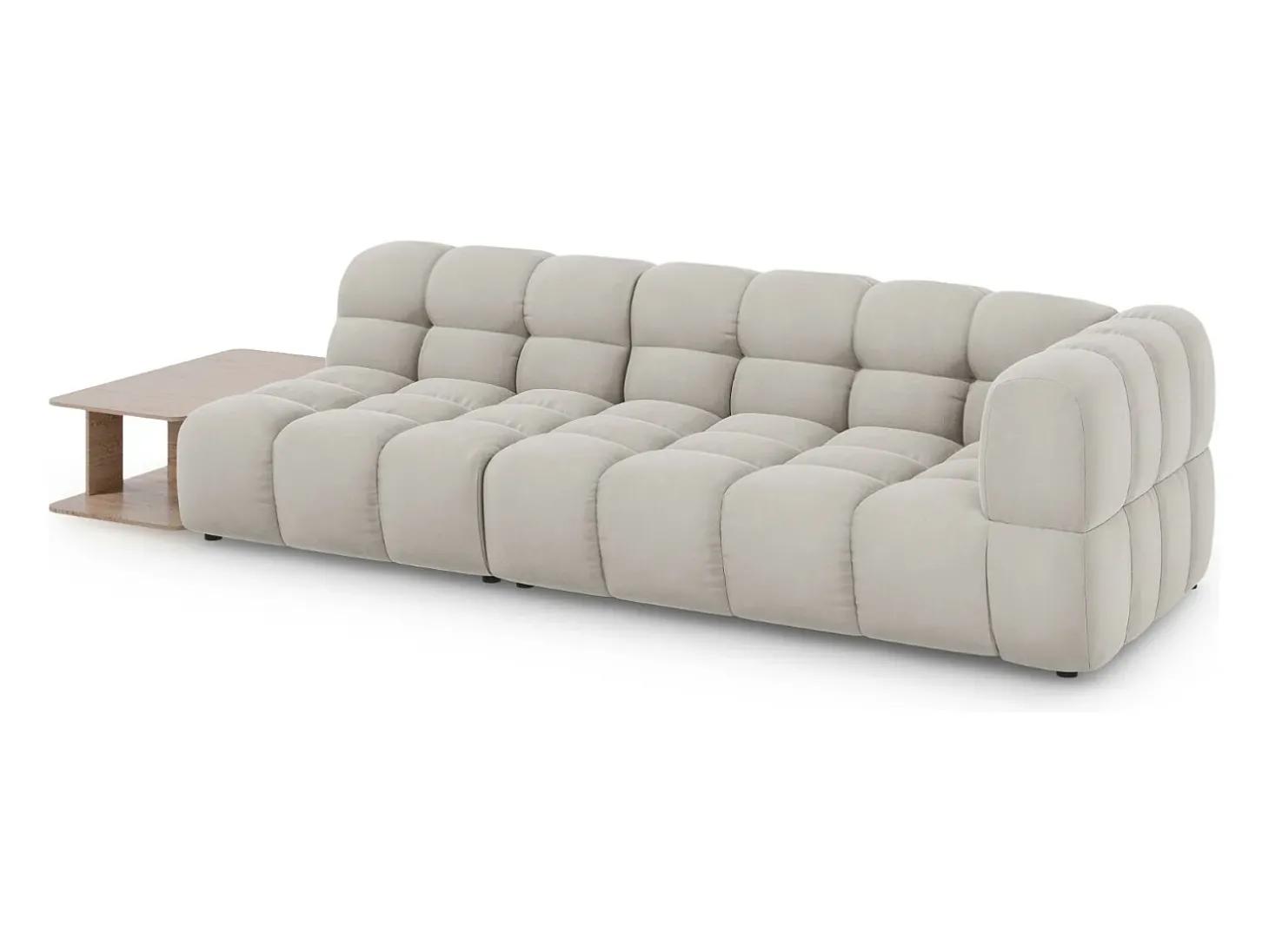 Cosmopolitan Design - Sofá modular virado para a esquerda "Sky" 4 lugares em veludo bege claro - 297x102x75cm