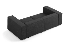 Cosmopolitan Design - Sofá "Arendal" 3 lugares em tecido chenille preto - 204x102x70cm
