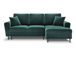 Cosmopolitan Design - Sofá convertível de canto direito com caixa de arrumação "Kyoto" 4 lugares em veludo petróleo - 241x145x88cm