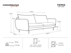 Cosmopolitan Design - Sofá "Vienna" 2 lugares em tecido estrutural bege claro - 160x92x95cm