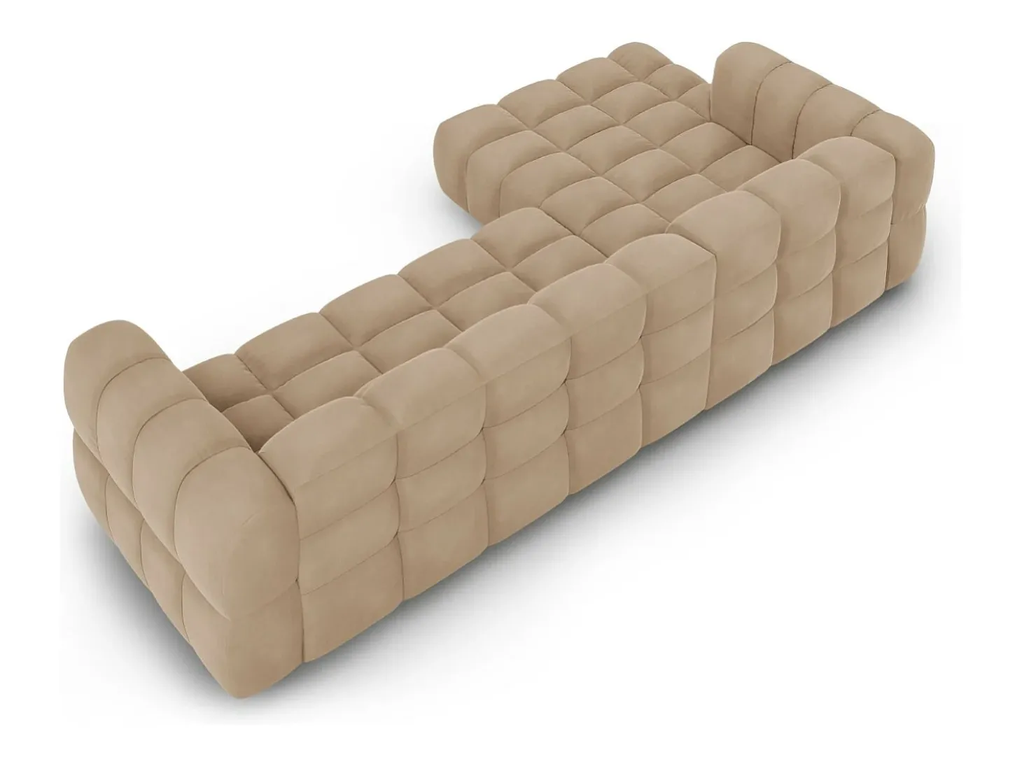Cosmopolitan Design - Sofá modular de canto esquerdo "Sky" 4 lugares em veludo areia - 300x162x75cm