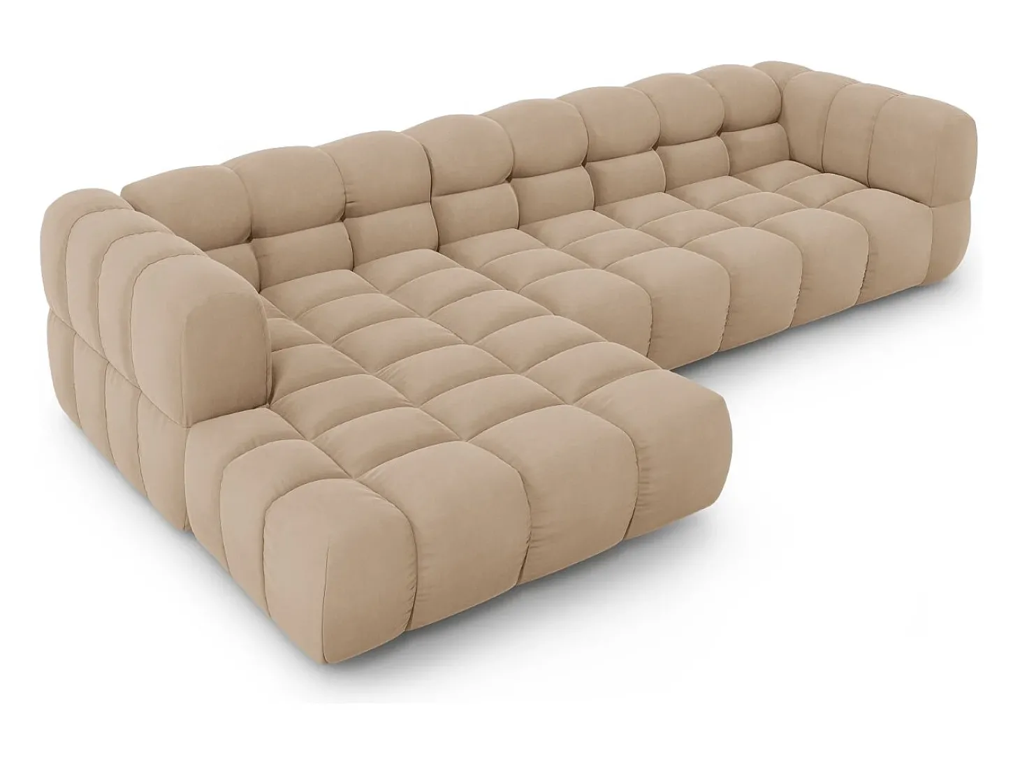 Cosmopolitan Design - Sofá modular de canto esquerdo "Sky" 4 lugares em veludo areia - 300x162x75cm