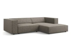 Cosmopolitan Design - Sofá de canto direito "Arendal" 3 lugares em tecido chenille cinza - 224x166x70cm