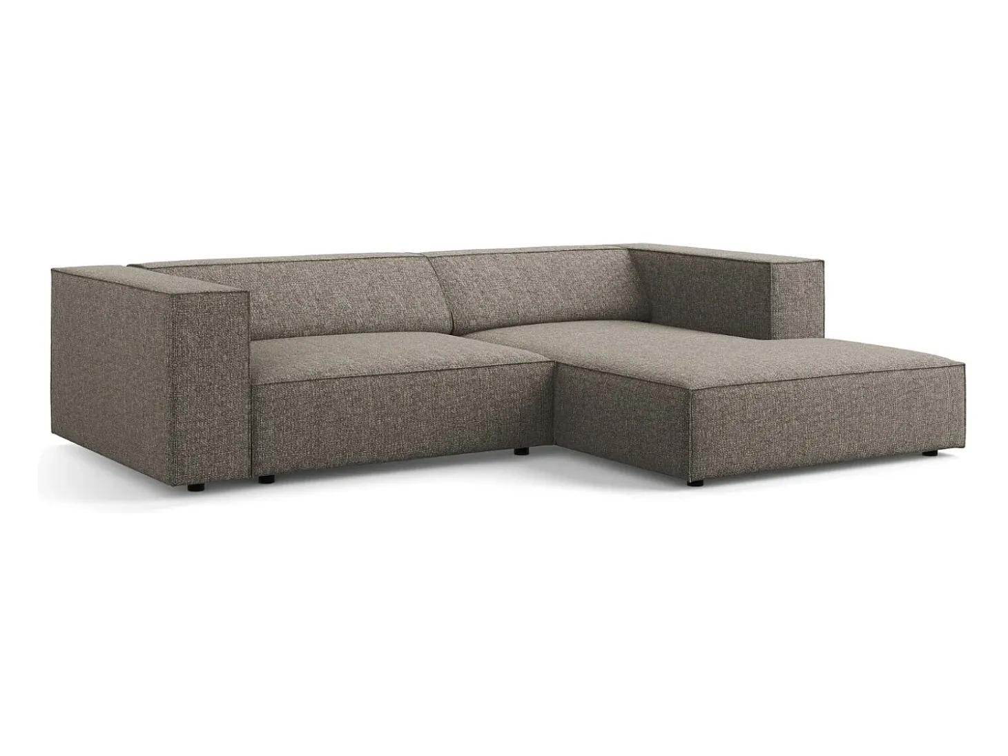 Cosmopolitan Design - Sofá de canto direito "Arendal" 3 lugares em tecido chenille cinza - 224x166x70cm