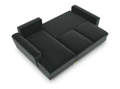 Cosmopolitan Design - Sofá convertível de canto esquerdo com caixa de arrumação "Kyoto" 4 lugares em veludo cinza escuro - 241x145x88cm