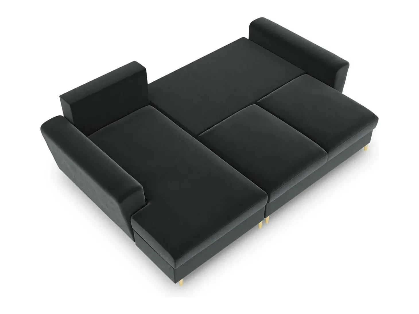 Cosmopolitan Design - Sofá convertível de canto esquerdo com caixa de arrumação "Kyoto" 4 lugares em veludo cinza escuro - 241x145x88cm