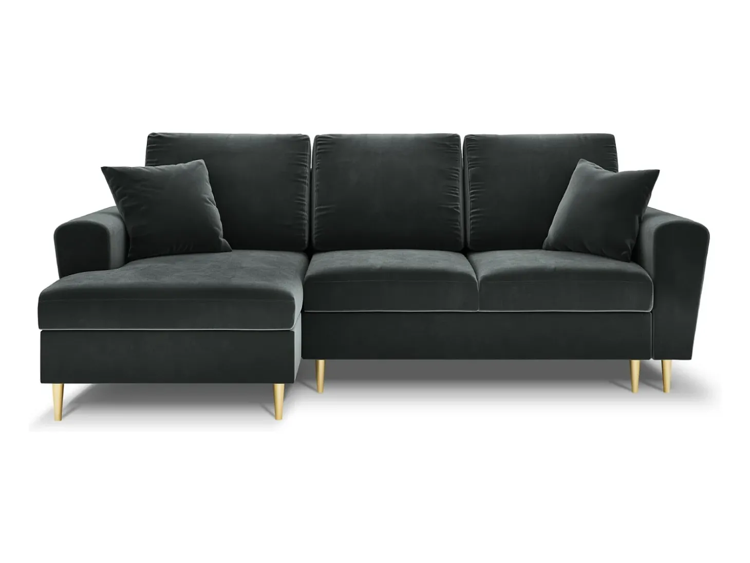 Cosmopolitan Design - Sofá convertível de canto esquerdo com caixa de arrumação "Kyoto" 4 lugares em veludo cinza escuro - 241x145x88cm