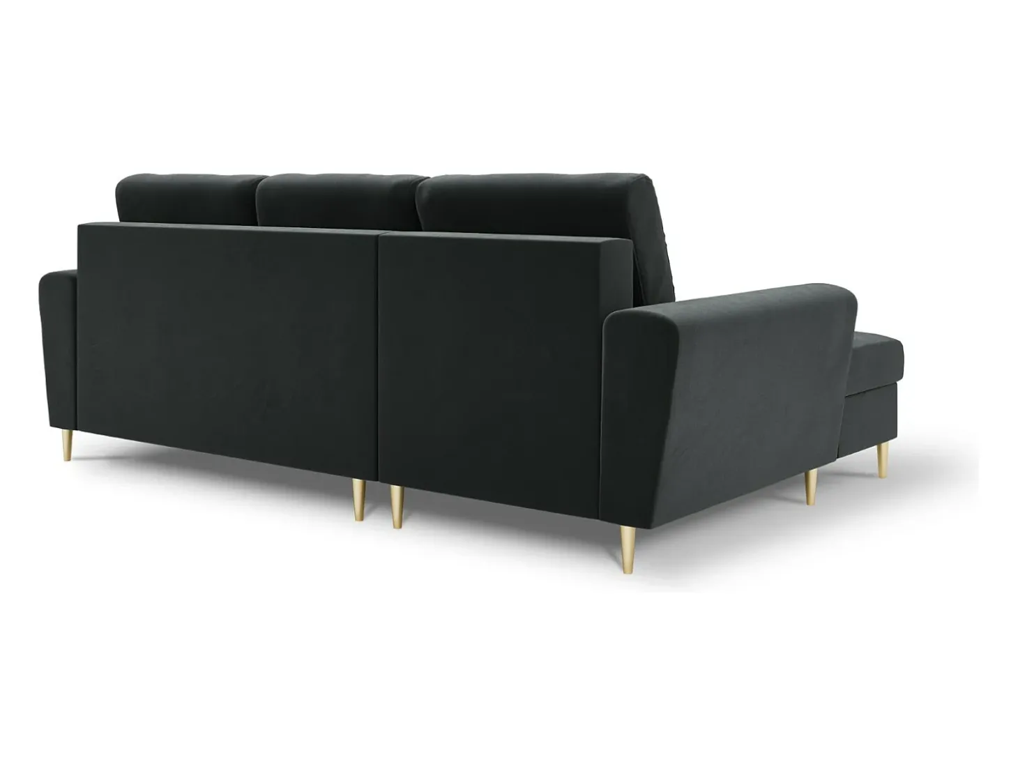 Cosmopolitan Design - Sofá convertível de canto esquerdo com caixa de arrumação "Kyoto" 4 lugares em veludo cinza escuro - 241x145x88cm