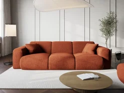 Cosmopolitan Design - Sofá "Nolio" 3 lugares em tecido chenille terracota - 235x95x72cm