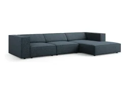 Cosmopolitan Design - Sofá de canto direito "Arendal" 4 lugares em tecido chenille azul real - 284x166x70cm
