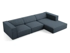 Cosmopolitan Design - Sofá de canto direito "Arendal" 4 lugares em tecido chenille azul real - 284x166x70cm