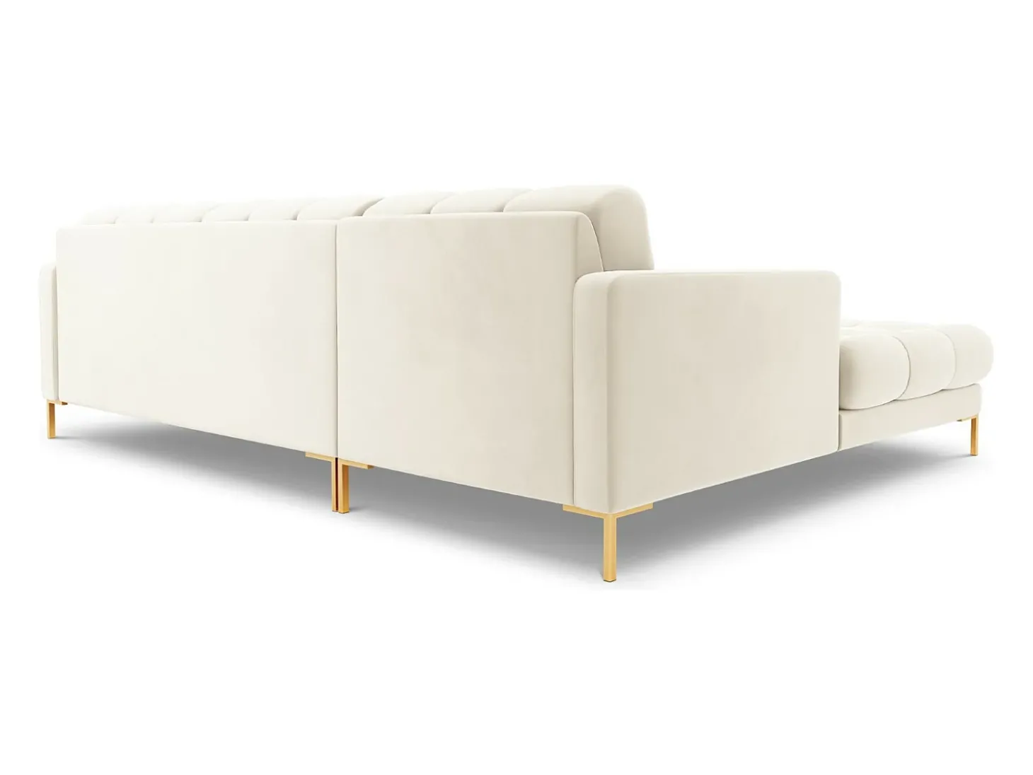 Cosmopolitan Design - Sofá de canto esquerdo "Bali" 5 lugares em veludo bege claro - 293x185x75cm