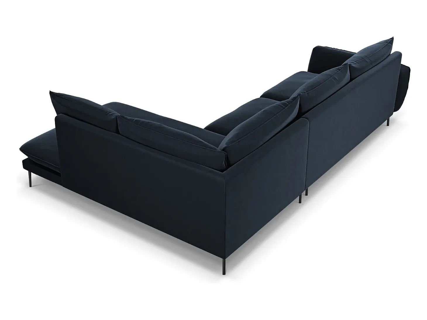 Cosmopolitan Design - Sofá de canto direito "Vienna" 6 lugares em veludo azul escuro - 275x185x95cm