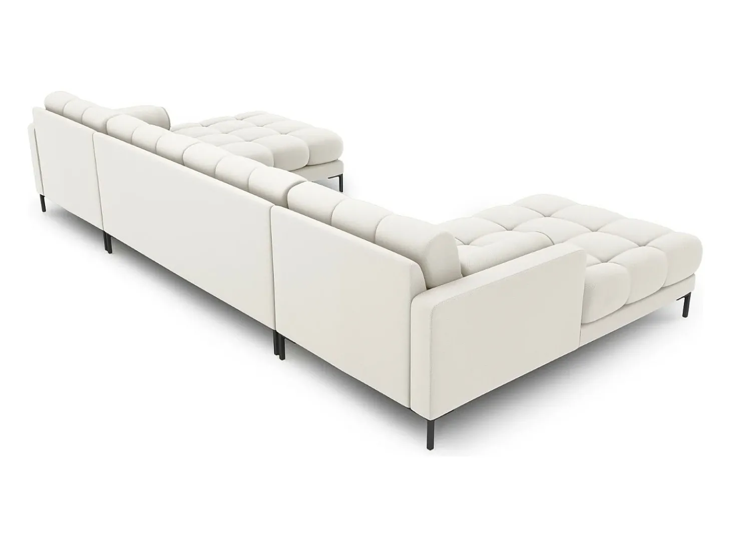 Cosmopolitan Design - Sofá panorâmico "Bali" 7 lugares em tecido estrutural bege claro - 383x185x75cm