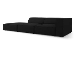 Cosmopolitan Design - Sofá esquerdo "Arendal" 4 lugares em tecido chenille com efeito canelado preto - 262x102x70cm