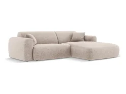 Cosmopolitan Design - Sofá de canto direito "Nolio" 4 lugares em tecido chenille bege - 235x170x72cm