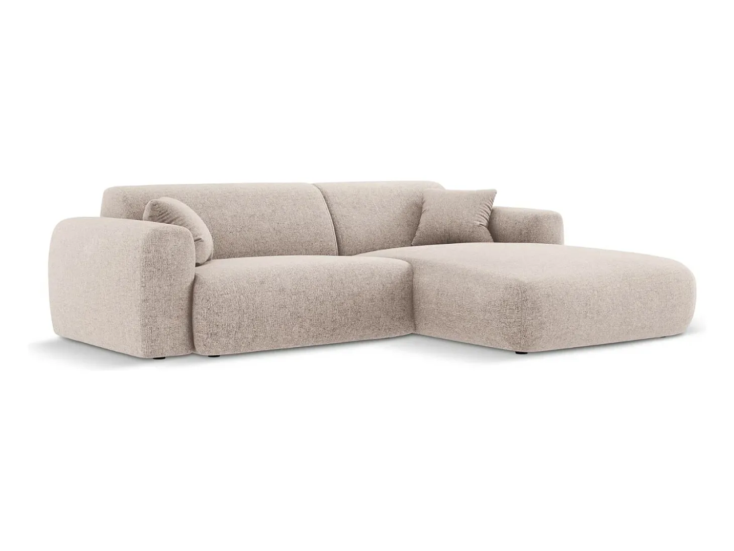 Cosmopolitan Design - Sofá de canto direito "Nolio" 4 lugares em tecido chenille bege - 235x170x72cm
