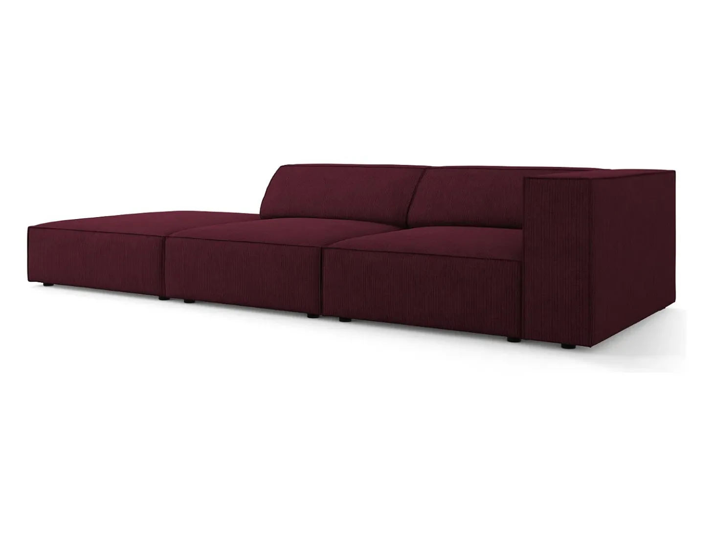 Cosmopolitan Design - Sofá esquerdo "Arendal" 4 lugares em tecido chenille com efeito canelado rubi - 262x102x70cm