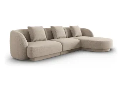 Cosmopolitan Design - Sofá de canto direito "Tulum" 4 lugares em tecido chenille bege - 255x156x70cm
