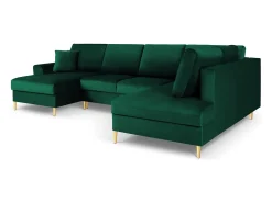 Cosmopolitan Design - Sofá panorâmico convertível em linha reta com caixa de arrumação 