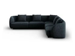 Cosmopolitan Design - Sofá de canto simétrico "Tulum" 5 lugares em tecido chenille azul real - 255x255x70cm