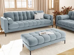 Cosmopolitan Design - Sofá "Bali" 4 lugares em veludo azul claro - 217x92x75cm