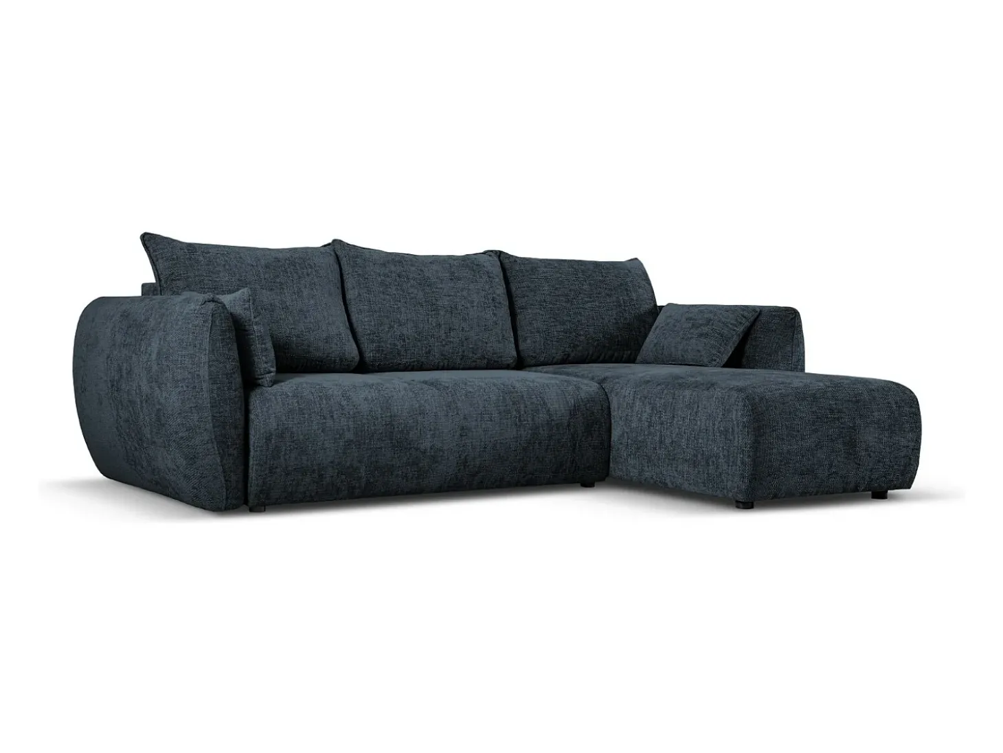 Cosmopolitan Design - Sofá convertível de canto direito com caixa de arrumação "Matera" 4 lugares em tecido chenille azul real - 253x173x86cm