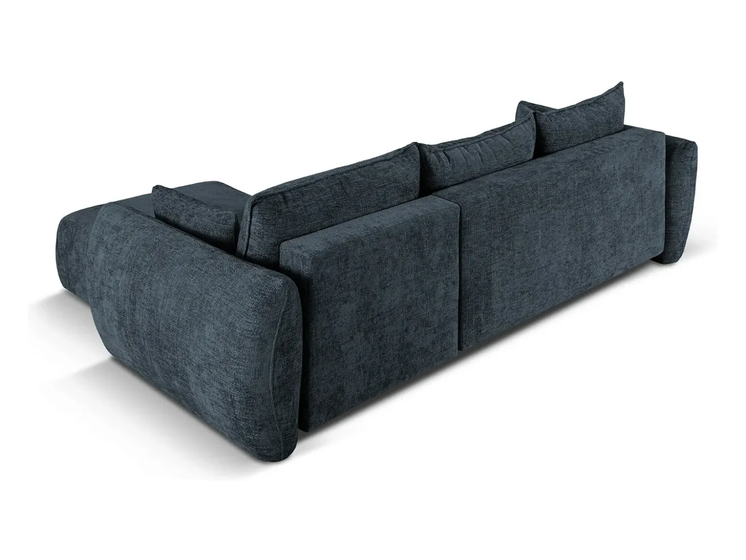 Cosmopolitan Design - Sofá convertível de canto direito com caixa de arrumação "Matera" 4 lugares em tecido chenille azul real - 253x173x86cm
