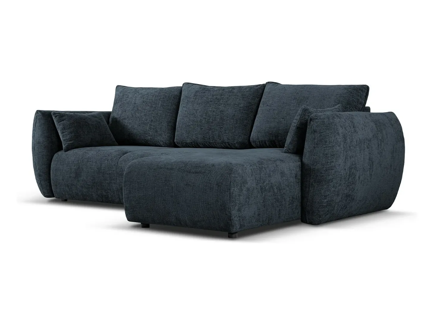 Cosmopolitan Design - Sofá convertível de canto direito com caixa de arrumação "Matera" 4 lugares em tecido chenille azul real - 253x173x86cm