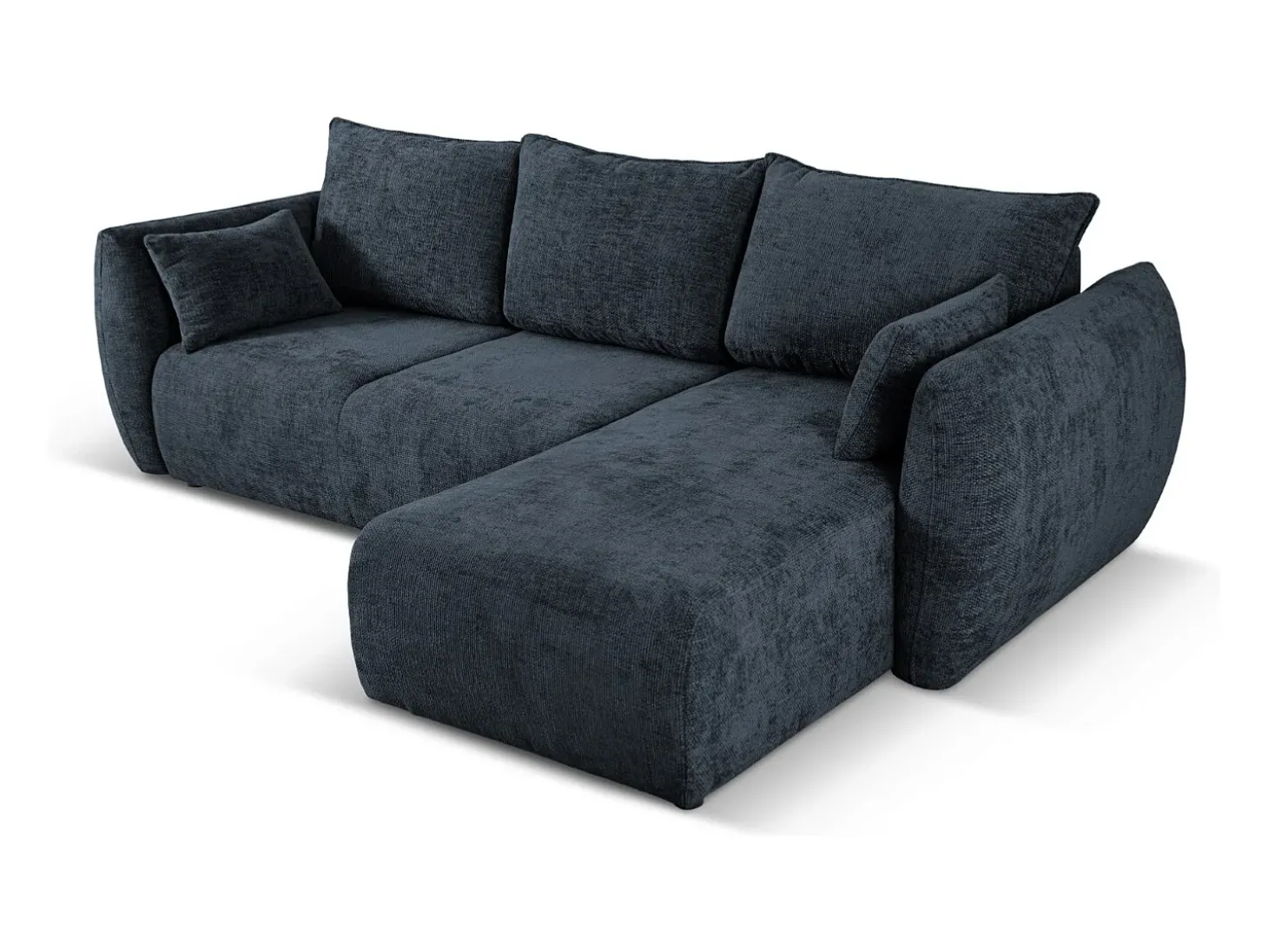 Cosmopolitan Design - Sofá convertível de canto direito com caixa de arrumação "Matera" 4 lugares em tecido chenille azul real - 253x173x86cm