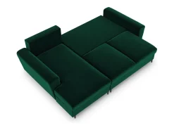 Cosmopolitan Design - Sofá convertível de canto esquerdo com caixa de arrumação "Kyoto" 4 lugares em veludo verde garrafa - 241x145x88cm