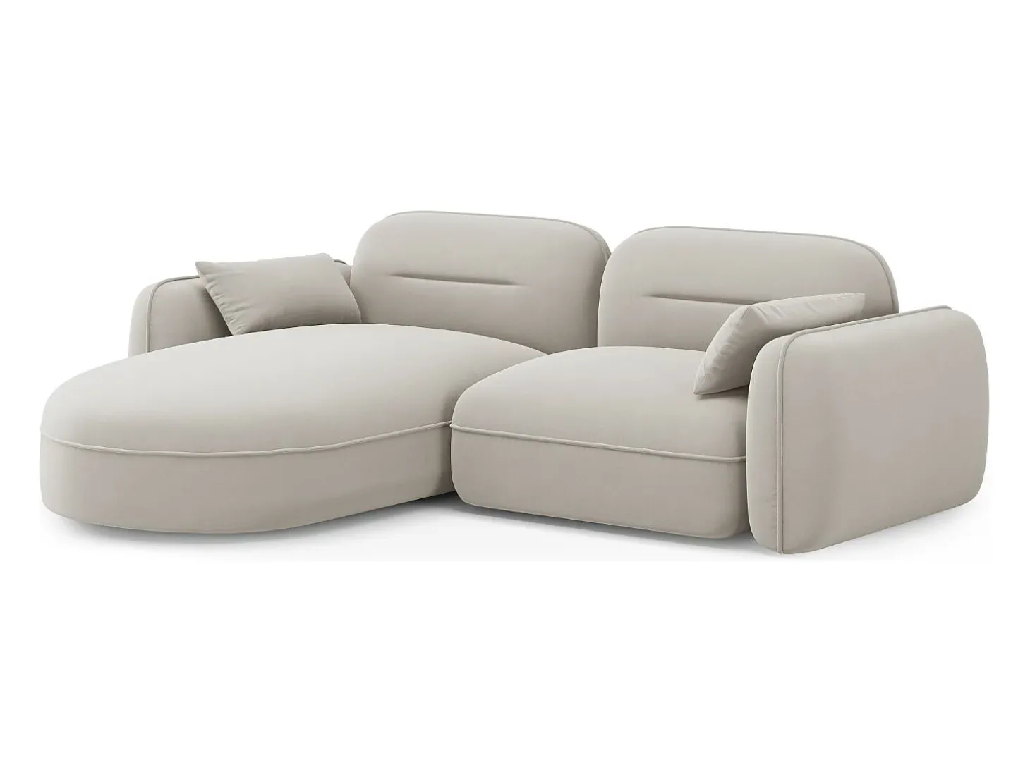 Cosmopolitan Design - Sofá modular de canto esquerdo "Sydney" 3 lugares em veludo bege claro - 230x165x70cm