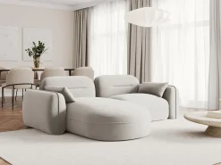 Cosmopolitan Design - Sofá modular de canto esquerdo "Sydney" 3 lugares em veludo bege claro - 230x165x70cm