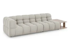 Cosmopolitan Design - Sofá modular direito "Sky" 4 lugares em veludo bege claro - 297x102x75cm