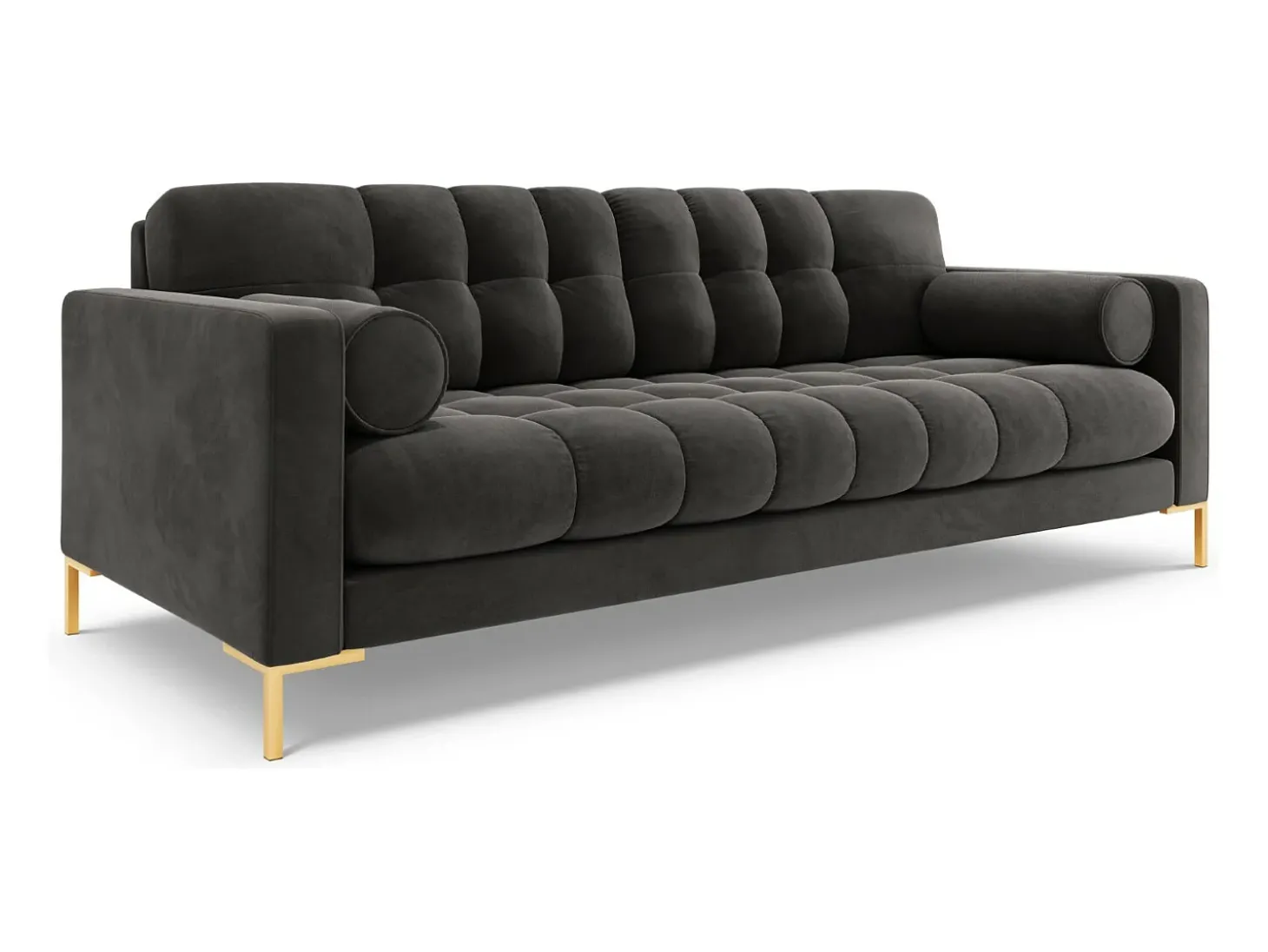 Cosmopolitan Design - Sofá "Bali" 3 lugares em veludo cinza escuro - 177x92x75cm