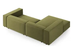 Cosmopolitan Design - Sofá de canto esquerdo "Arendal" 3 lugares em veludo verde claro - 224x166x70cm