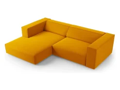 Cosmopolitan Design - Sofá de canto esquerdo "Arendal" 3 lugares em veludo amarelo - 224x166x70cm