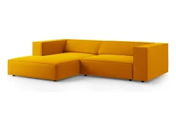 Cosmopolitan Design - Sofá de canto esquerdo "Arendal" 3 lugares em veludo amarelo - 224x166x70cm