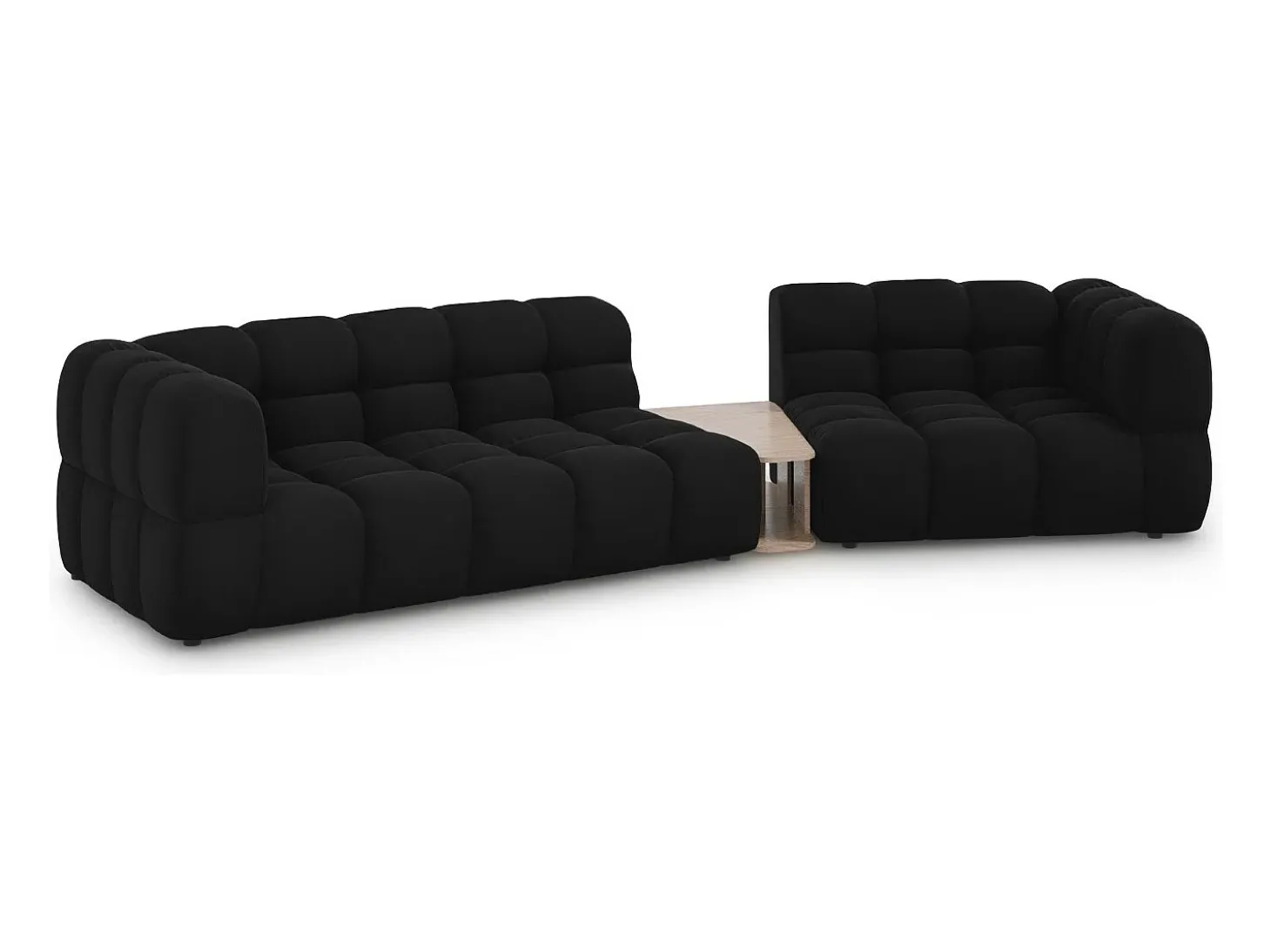 Cosmopolitan Design - Sofá modular direito "Sky" 3 lugares em veludo preto - 353x148x75cm