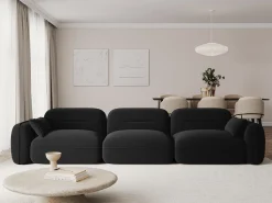 Cosmopolitan Design - Sofá modular "Sydney" 4 lugares em veludo preto - 320x90x70cm