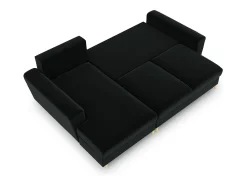 Cosmopolitan Design - Sofá convertível de canto esquerdo com caixa de arrumação "Kyoto" 4 lugares em veludo preto - 241x145x88cm