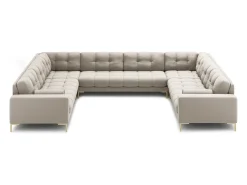 Cosmopolitan Design - Sofá panorâmico "Bali" 9 lugares em tecido estrutural bege - 327x256x75cm